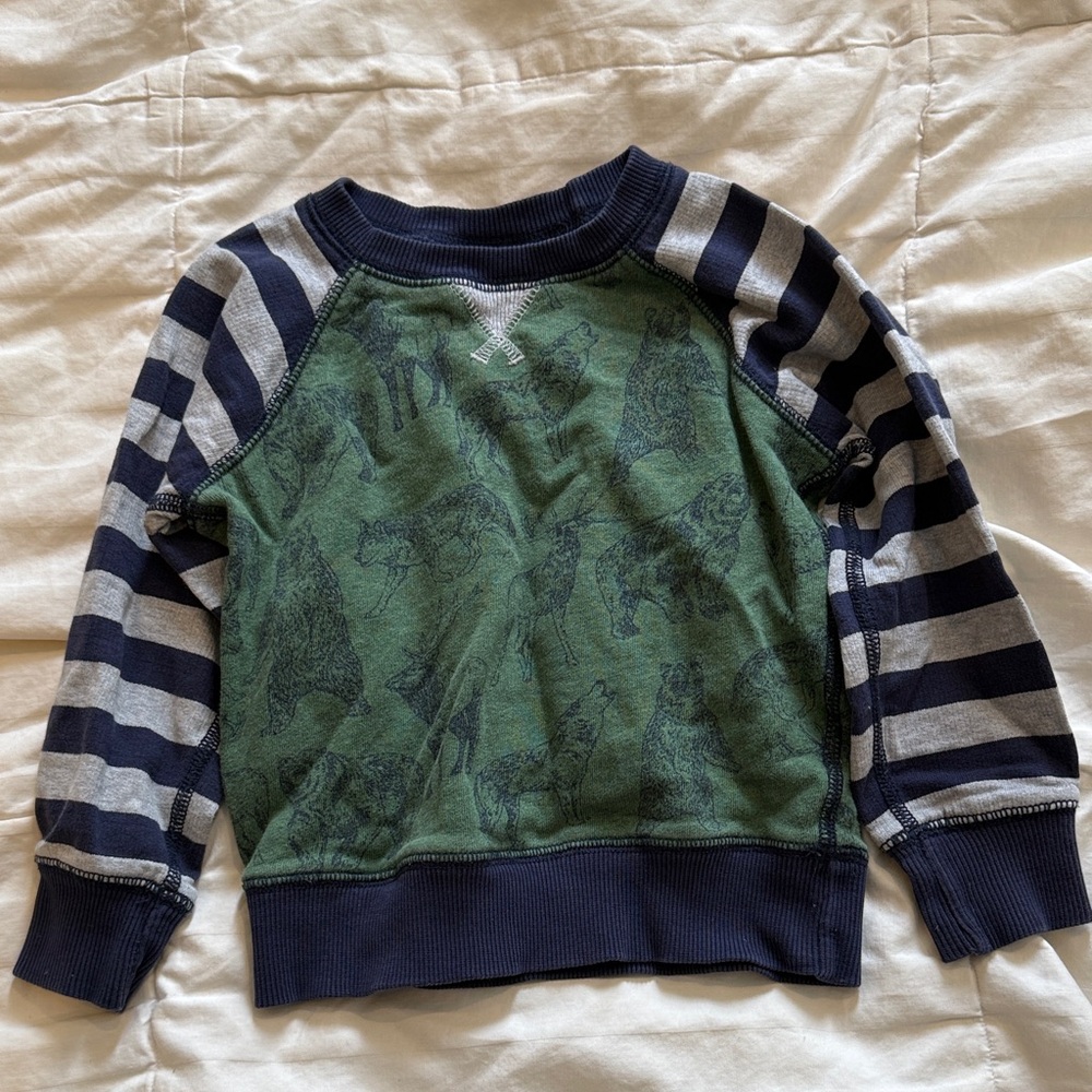 Hanna Striped Green and Navy Kids Shirt